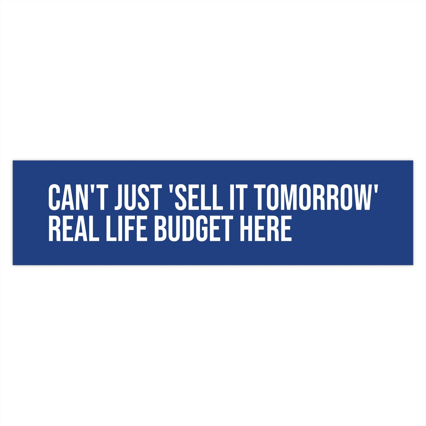Can't Just 'Sell It Tomorrow' Real Life Budget Here